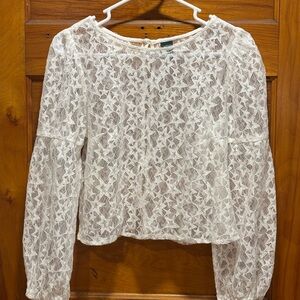wild fable White Star Lace Long-Sleeve Top